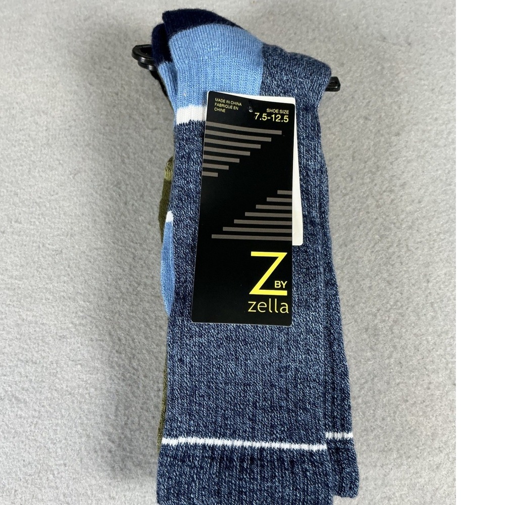 Z by Zella‎ Crew Socks 2 Pack Arch Support Navy Olive Night Multi NWT 7.5-12.5